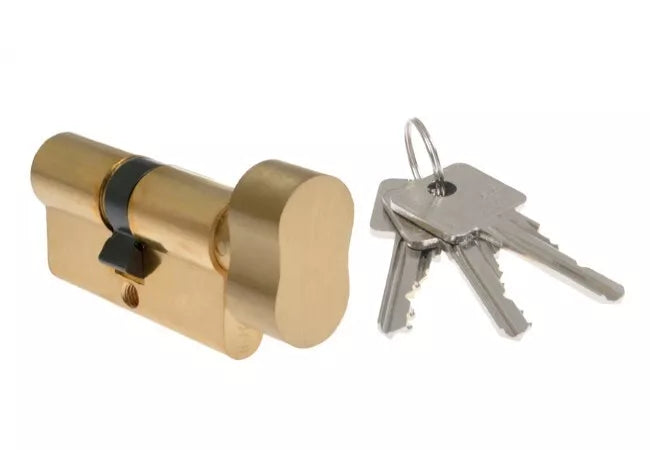 Euro Cylinder Brass 3 Keys Tumble Turn - Various Sizes